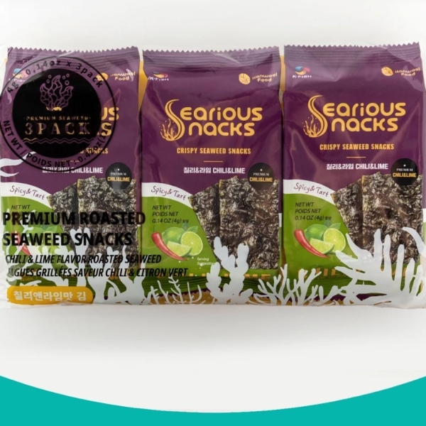 Rong Biển Vị Chanh & Ớt Seriousnacks 4G - Hanwool Serious Lunch Seasoned Seaweed 4g (chili &lemon)